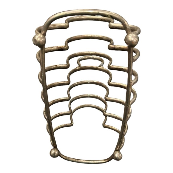 Antique Vintage French Silver Plate 6 Slice Toast Rack Letter Holder w/ Handle - Picture 6 of 11